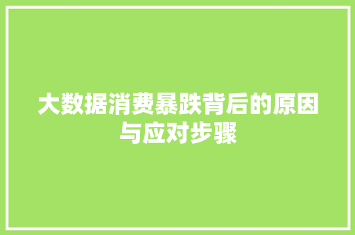 大数据消费暴跌背后的原因与应对步骤
