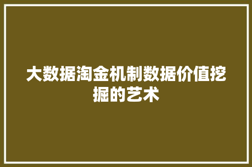 大数据淘金机制数据价值挖掘的艺术