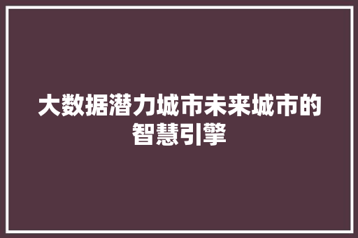 大数据潜力城市未来城市的智慧引擎
