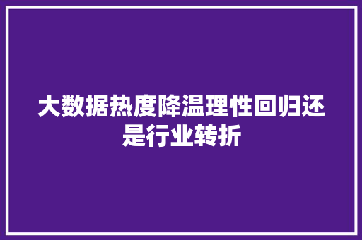 大数据热度降温理性回归还是行业转折 编程语言