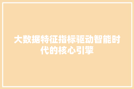 大数据特征指标驱动智能时代的核心引擎