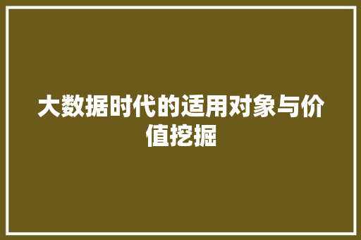 大数据时代的适用对象与价值挖掘