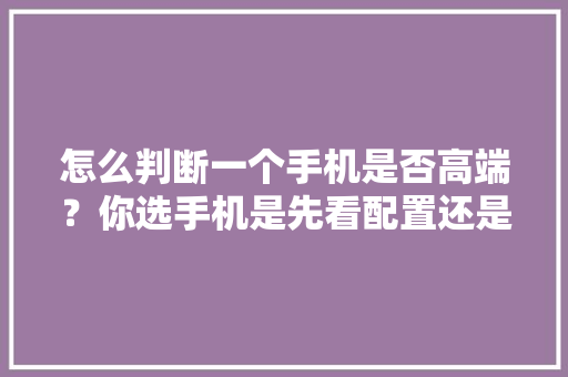 怎么判断一个手机是否高端？你选手机是先看配置还是先看品牌「要卖电脑怎么看配置高低呢」