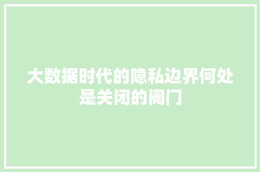 大数据时代的隐私边界何处是关闭的阀门