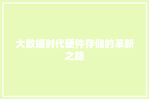 大数据时代硬件存储的革新之路