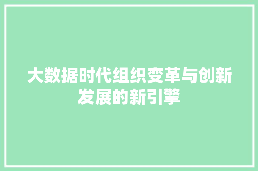 大数据时代组织变革与创新发展的新引擎
