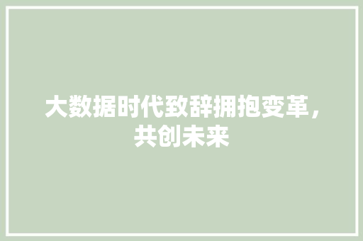 大数据时代致辞拥抱变革，共创未来