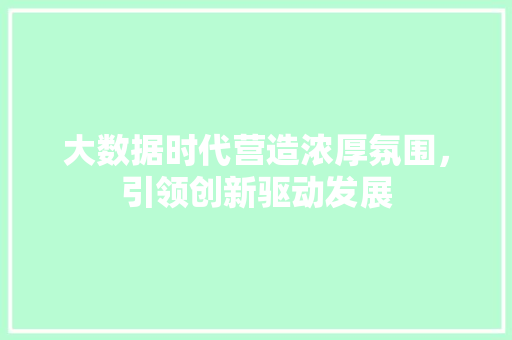 大数据时代营造浓厚氛围，引领创新驱动发展
