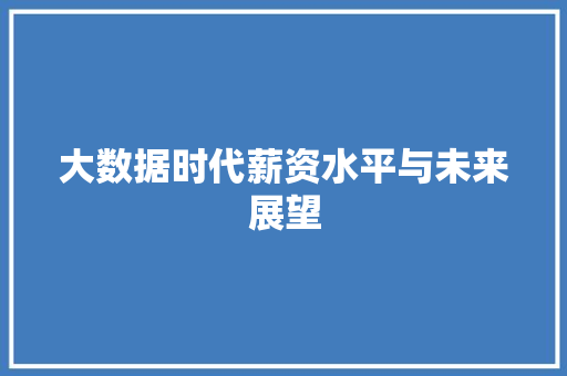 大数据时代薪资水平与未来展望 大数据时代薪资水平与未来展望