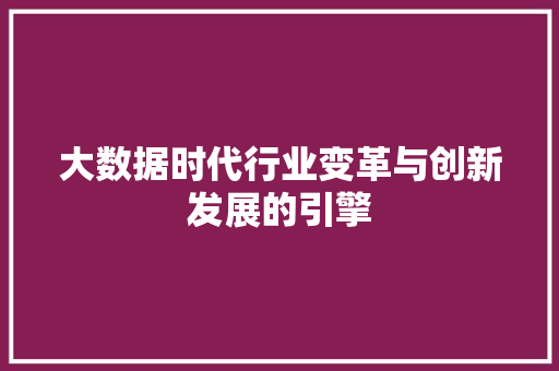 大数据时代行业变革与创新发展的引擎 大数据时代行业变革与创新发展的引擎