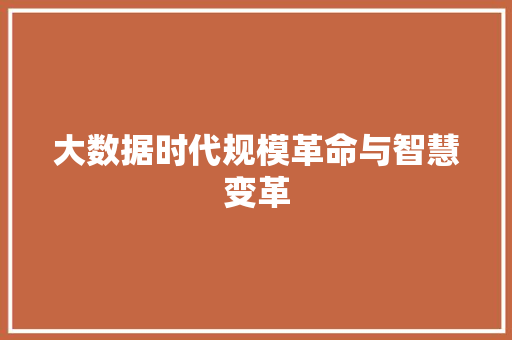 大数据时代规模革命与智慧变革
