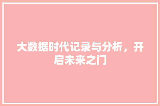 大数据时代记录与分析，开启未来之门