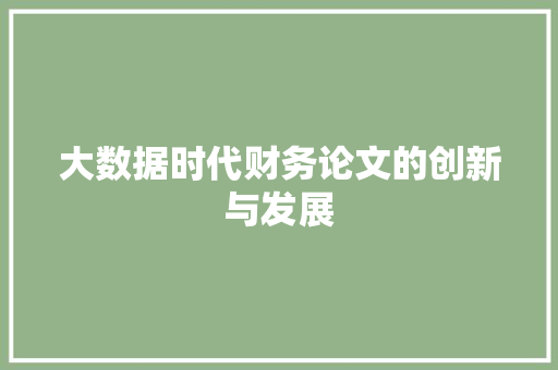 大数据时代财务论文的创新与发展