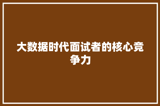大数据时代面试者的核心竞争力