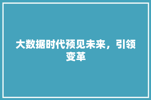 大数据时代预见未来，引领变革