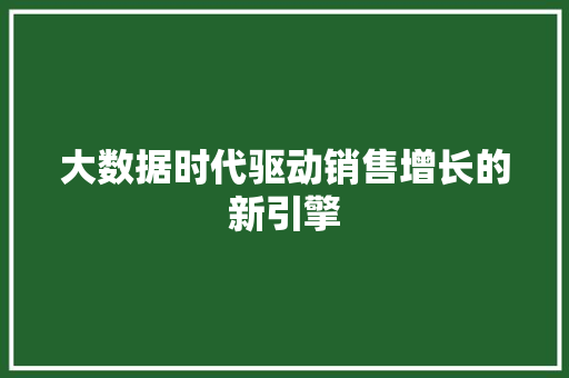 大数据时代驱动销售增长的新引擎
