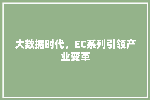 大数据时代，EC系列引领产业变革