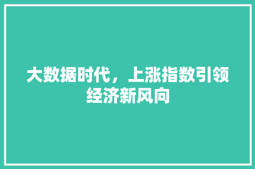 大数据时代，上涨指数引领经济新风向