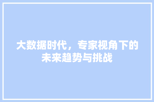 大数据时代，专家视角下的未来趋势与挑战