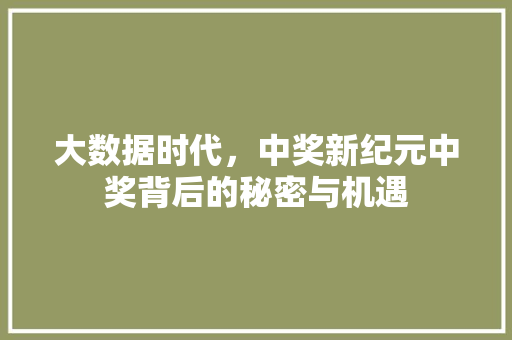 大数据时代，中奖新纪元中奖背后的秘密与机遇