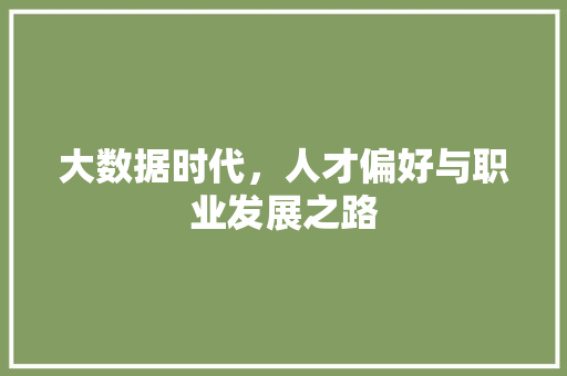 大数据时代，人才偏好与职业发展之路