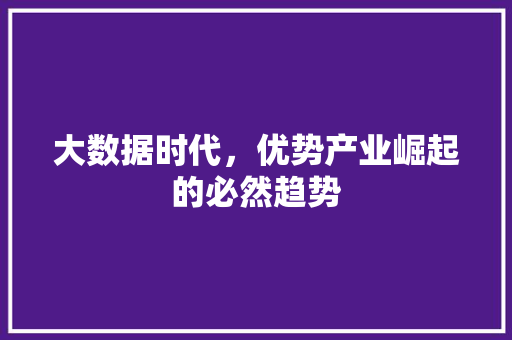大数据时代，优势产业崛起的必然趋势