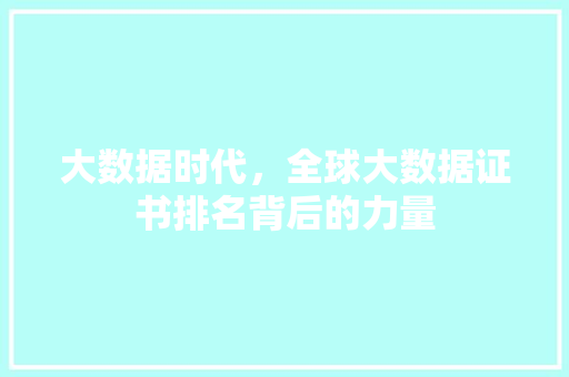 大数据时代,全球大数据证书排名背后的力量 大数据时代,全球大数据证书排名背后的力量