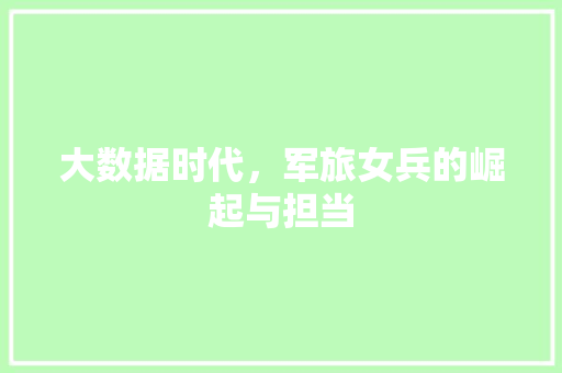 大数据时代，军旅女兵的崛起与担当