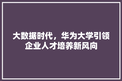 大数据时代，华为大学引领企业人才培养新风向