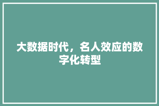 大数据时代，名人效应的数字化转型