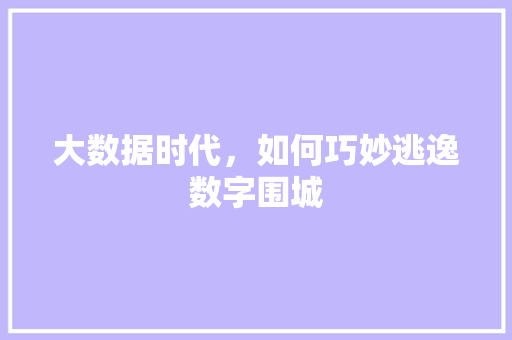 大数据时代，如何巧妙逃逸数字围城