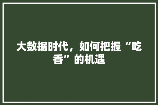 大数据时代，如何把握“吃香”的机遇