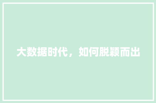 大数据时代，如何脱颖而出