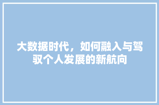 大数据时代，如何融入与驾驭个人发展的新航向
