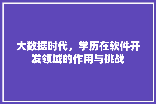 大数据时代，学历在软件开发领域的作用与挑战