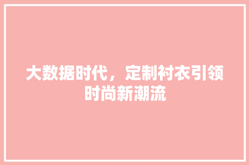 大数据时代,定制衬衣引领时尚新潮流 大数据时代,定制衬衣引领时尚新潮流