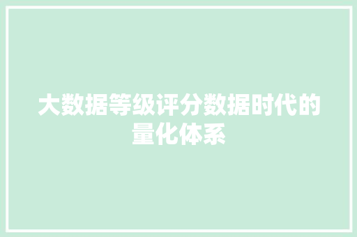 大数据等级评分数据时代的量化体系