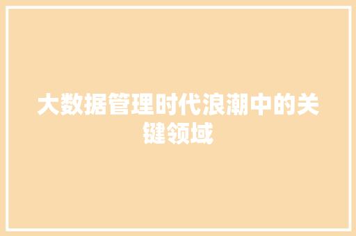 大数据管理时代浪潮中的关键领域