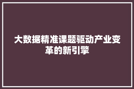 大数据精准课题驱动产业变革的新引擎