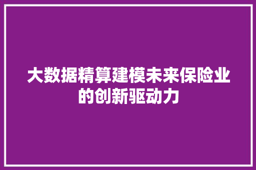 大数据精算建模未来保险业的创新驱动力 操作系统