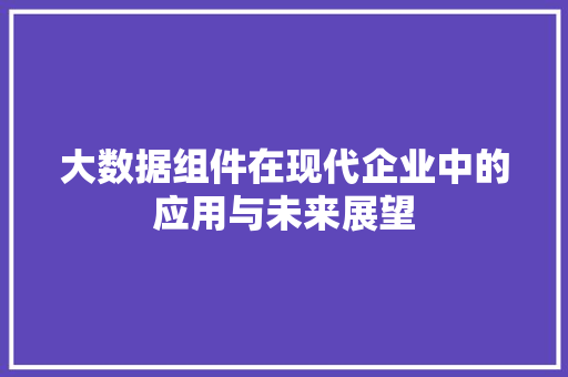 大数据组件在现代企业中的应用与未来展望
