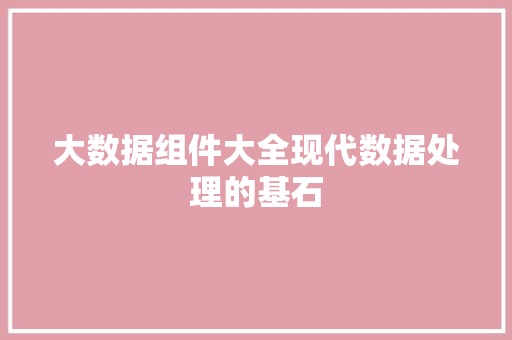 大数据组件大全现代数据处理的基石
