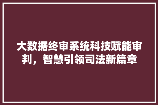 大数据终审系统科技赋能审判，智慧引领司法新篇章