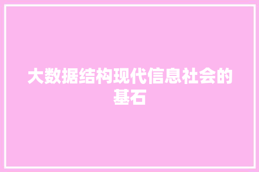 大数据结构现代信息社会的基石