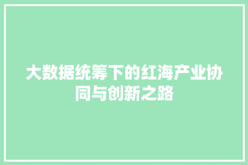 大数据统筹下的红海产业协同与创新之路