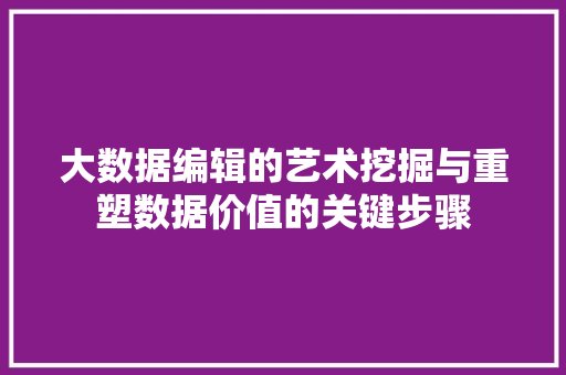 大数据编辑的艺术挖掘与重塑数据价值的关键步骤