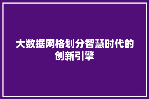 大数据网格划分智慧时代的创新引擎