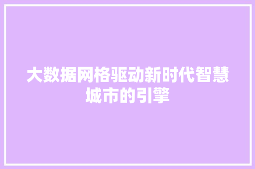 大数据网格驱动新时代智慧城市的引擎