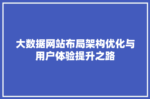 大数据网站布局架构优化与用户体验提升之路