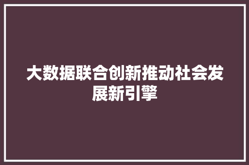 大数据联合创新推动社会发展新引擎